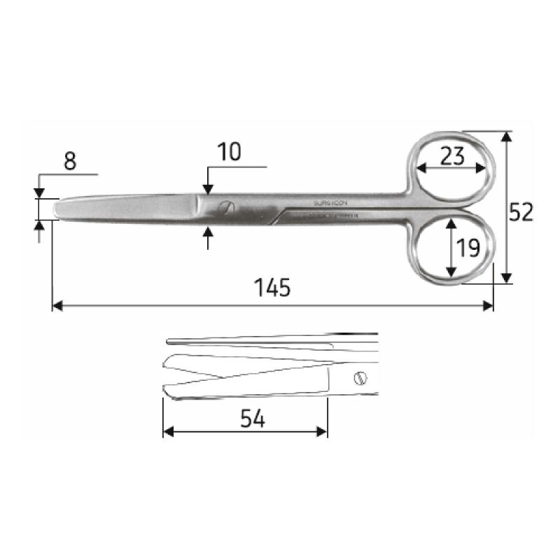 Ножиці J-22-004 хірургічні 14,5 см, тупий /тупий /прямі